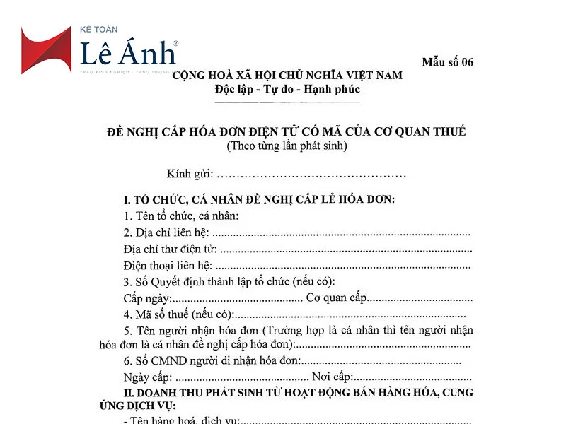 Mẫu Số 06 Nghị Định 119/2018/NĐ-CP