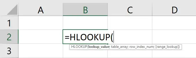 Cú pháp hàm Hlookup